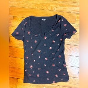 Old Navy Women's Dark Top with Pink Floral Pattern